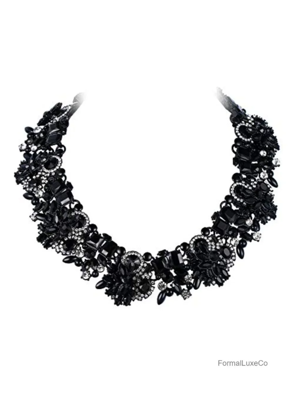 Vintage Style Art Deco Statement Necklace Austrian Crystal Gold-Tone